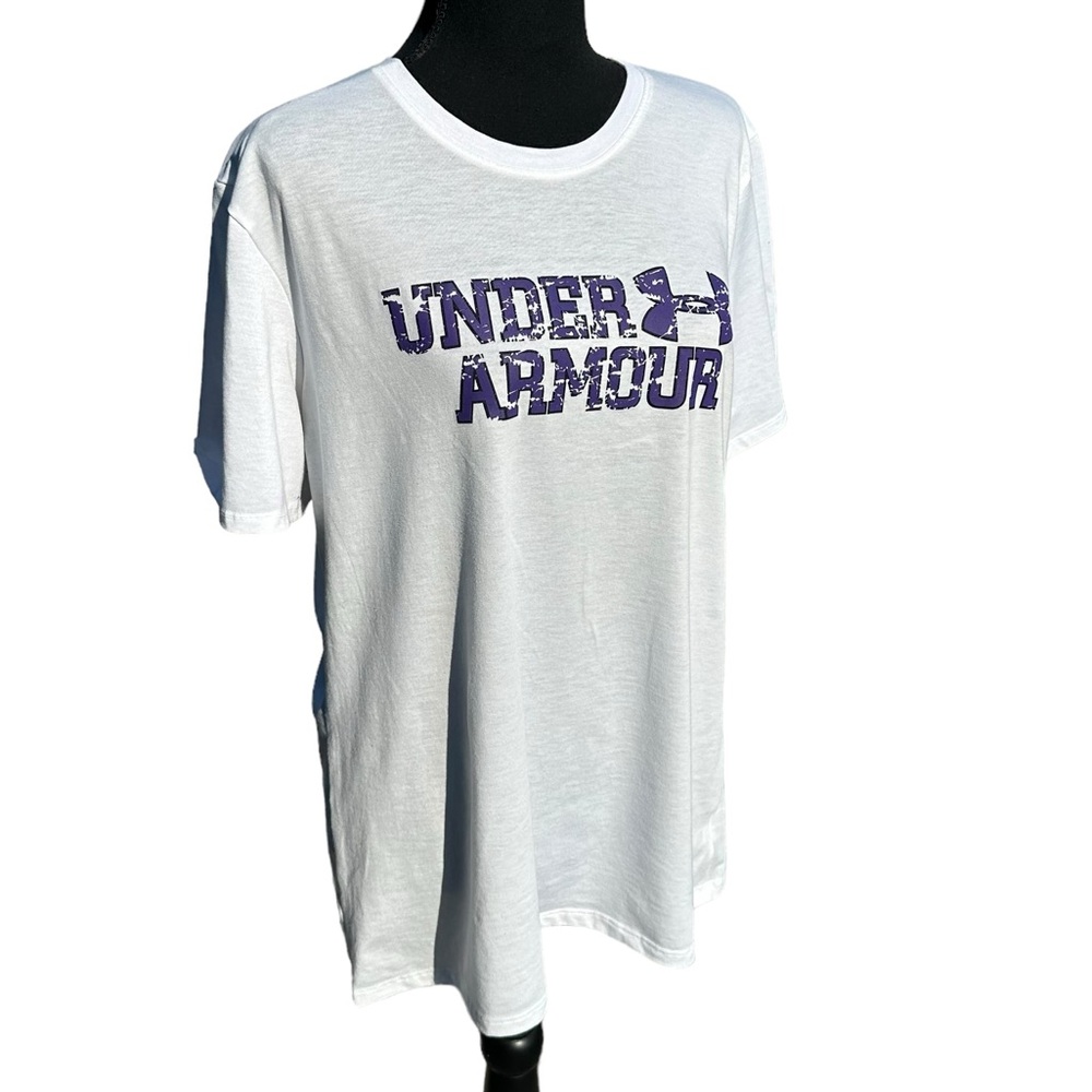 Under Armour White and Purple Heat Gear Shirt XL